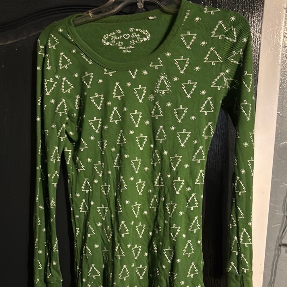 Next Era Green Long Sleeve Tee with White Tree Pattern